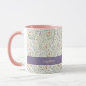 Monogramm Name Boho Lavendel Wildblumen Muster Tasse (Links)