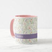 Monogramm Name Boho Lavendel Wildblumen Muster Tasse (Vorderseite Links)