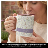 Monogramm Name Boho Lavendel Wildblumen Muster Tasse