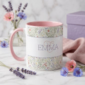 Monogramm Name Boho Lavendel Wildblumen Muster Tasse
