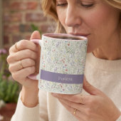 Monogramm Name Boho Lavendel Wildblumen Muster Tasse