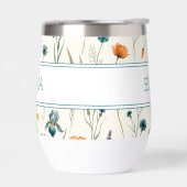 Monogramm Name Boho Wildblumen Muster Orange Teal (Links)