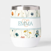 Monogramm Name Boho Wildblumen Muster Orange Teal (Rückseite)