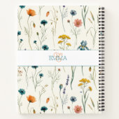 Monogramm Name Boho Wildblumen Muster Orange Türki Notizblock (Rückseite)