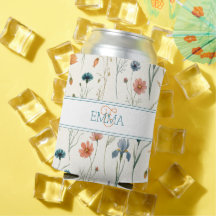 Monogramm Name Boho Wildflower-Muster Orange Türki