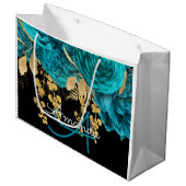 Monogramm Name Bridal Gefallen Hochzeit Aquamarine Große Geschenktüte (Vorderseite Schrägansicht)