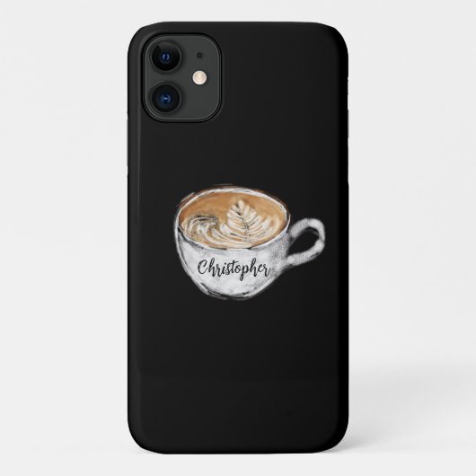 Monogramm Name Cappuccino Black Case-Mate iPhone Hülle (Rückseite)
