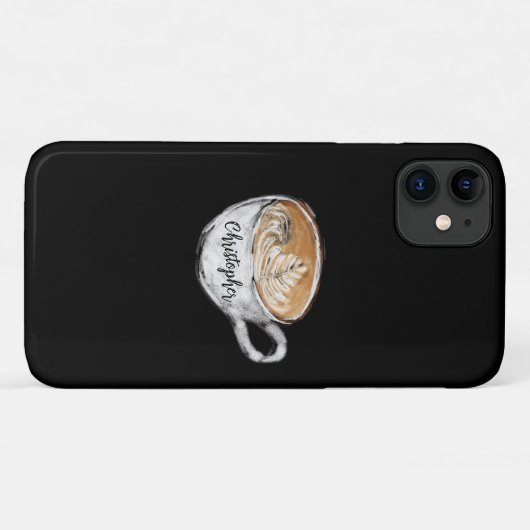 Monogramm Name Cappuccino Black Case-Mate iPhone Hülle (Rückseite (Horizontal))