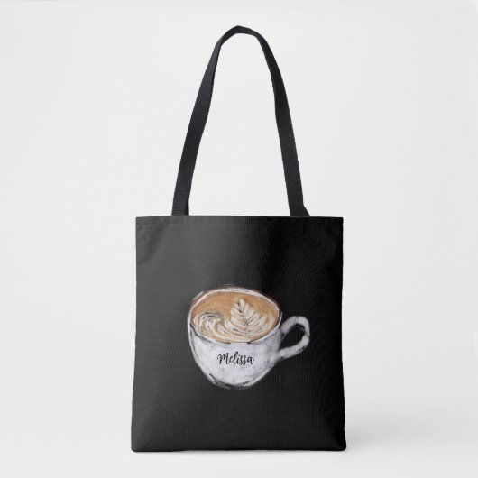 Monogramm Name Cappuccino Black Tasche (Vorderseite)