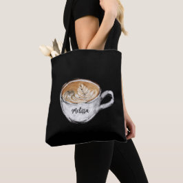 Monogramm Name Cappuccino Black Tasche