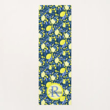 Monogramm Name Chic Mediterrane Zitrone Blaues Bla