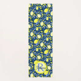 Monogramm Name Chic Mediterrane Zitrone Blaues Bla Yogamatte