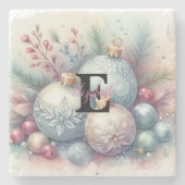 Monogramm-Name-Christbaumschmuck Wasserfarbe Steinuntersetzer (Vorderseite)