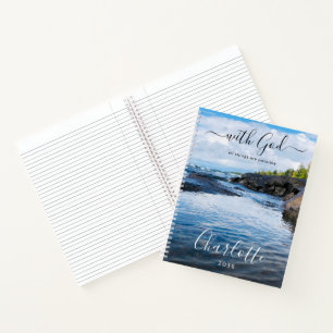 Monogramm Name Christliches Zitat Strand Foto Lini Notizblock