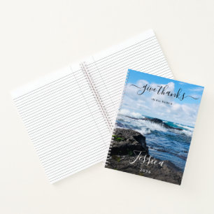 Monogramm Name Christliches Zitat Strand Foto Lini Notizblock