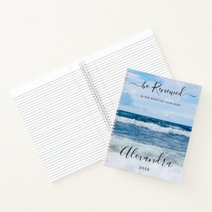 Monogramm Name Christliches Zitat Strand Foto Lini Notizblock