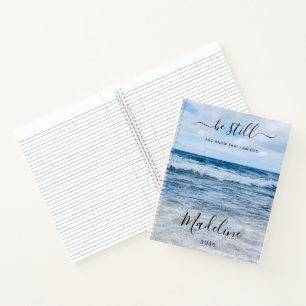 Monogramm Name Christliches Zitat Strand Foto Lini Notizblock