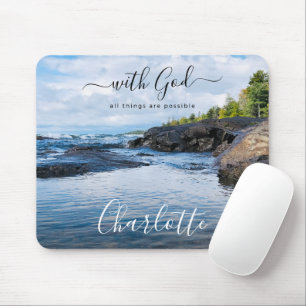 Monogramm Name christliches Zitat Strand Foto Mousepad