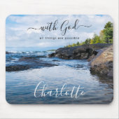 Monogramm Name christliches Zitat Strand Foto Mousepad (Vorne)
