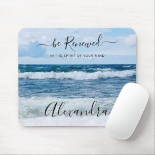 Monogramm Name christliches Zitat Strand Foto  Mousepad
