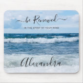 Monogramm Name christliches Zitat Strand Foto Mousepad (Vorne)