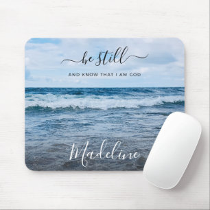 Monogramm Name christliches Zitat Strand Foto Mousepad