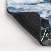 Monogramm Name christliches Zitat Strand Foto Mousepad (Ecke)