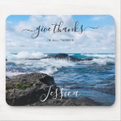 Monogramm Name christliches Zitat Strand Foto Mousepad (Vorne)