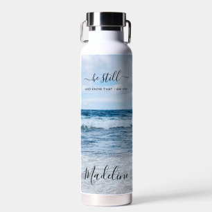 Monogramm Name christliches Zitat Strand Foto Trinkflasche