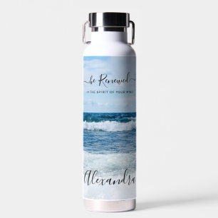 Monogramm Name christliches Zitat Strand Foto Trinkflasche