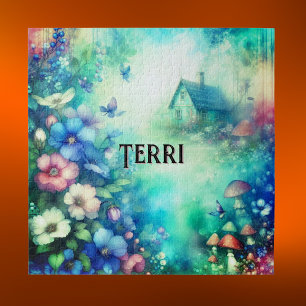 Monogramm Name Codescore Wasserfarbe Aquamarin/ros Puzzle