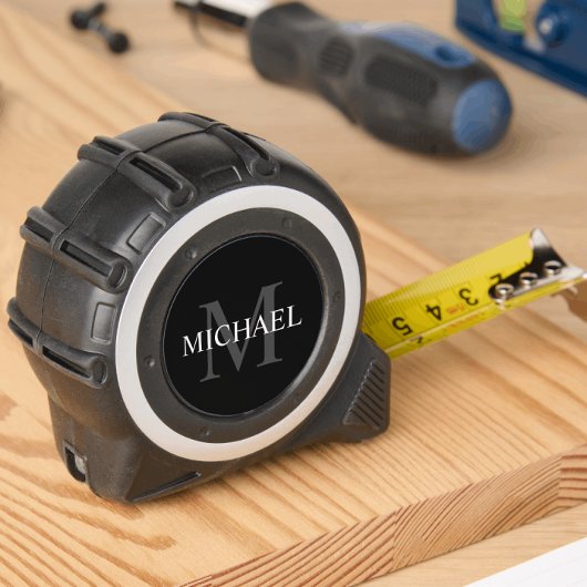 MONOGRAMM NAME CUSTOM SCHWARZ-WEISS GRAU MAßBAND