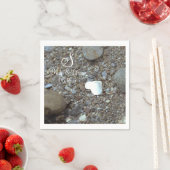 Monogramm Name Date Beach Wedding Silver Heart Pap Serviette (Beispiel)