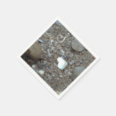 Monogramm Name Date Beach Wedding Silver Heart Pap Serviette (Ecke)