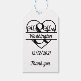 Monogramm Name Datum Herz Hochzeit Danke Geschenkanhänger