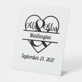 Monogramm Name Datum Herz Hochzeit Sockelschild