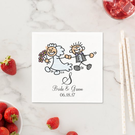 Monogramm Name Datum Hochzeit Ehepaar Brauerei Serviette (Beispiel)