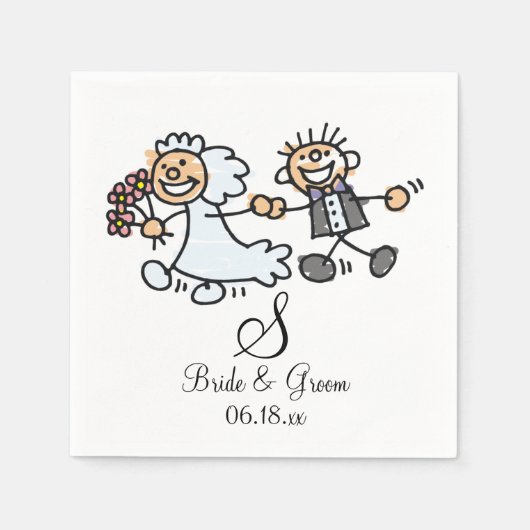 Monogramm Name Datum Hochzeit Paar Braut Groom Nap Serviette (Vorderseite)