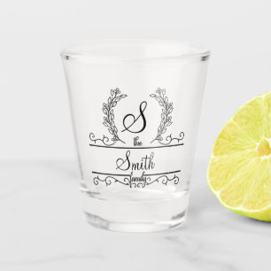 Monogramm Name der Familie personalisiert Schnapsglas