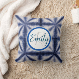 Monogramm Name der Gefärbte Krawatte Blue & White Kissen