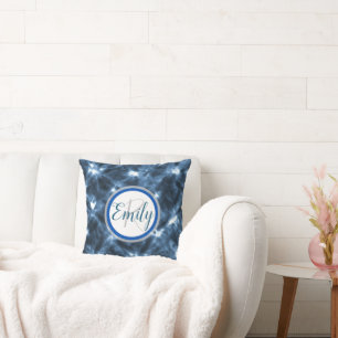 Monogramm Name der Gefärbte Krawatte Blue & White Kissen