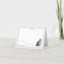 Monogramm Name der Kurzen Amerikanischen Katze Gra Dankeskarte