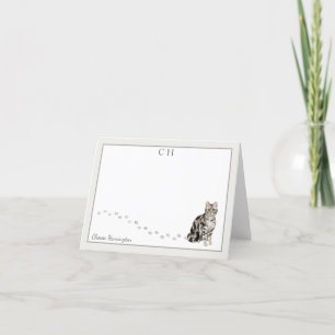 Monogramm Name der Kurzen Amerikanischen Katze Gra Dankeskarte