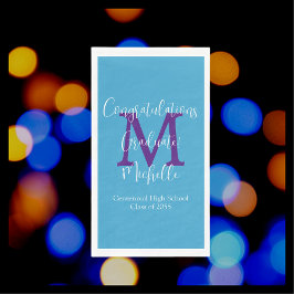 Monogramm Name der Lila blauen Graduierungspartei Serviette