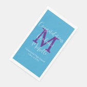 Monogramm Name der Lila blauen Graduierungspartei Serviette (Ecke)