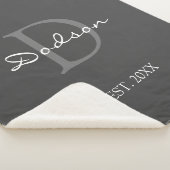 Monogramm Name der modernen grauen weißen Skriptfa Sherpadecke (3/4)