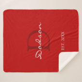 Monogramm-Name der modernen Red White Script-Famil Sherpadecke (Vorderseite (Horizontal))