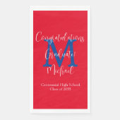 Monogramm Name der Red White Graduation Party Serviette (Vorderseite)
