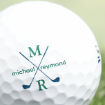 Monogramm. Name des benutzerdefinierten Golfers Golfball<br><div class="desc">... Golfschläger mit zwei Initialen des stilvollen Golfspielers...  individueller Vor- und Nachname...  einfache und elegante personalisierte Geschenkidee für einen Golfer Papa.</div>