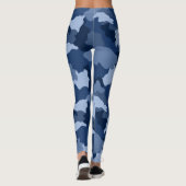 Monogramm-Name des Blauen Camouflage-Musters Leggings (Rückseite)